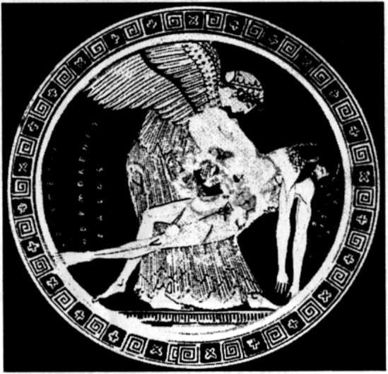 Богиня Эос с телом своего сына Мемнона. Рисунок на аттическом краснофигурном килике работы Дуриса. Около 490 г. до н.э.