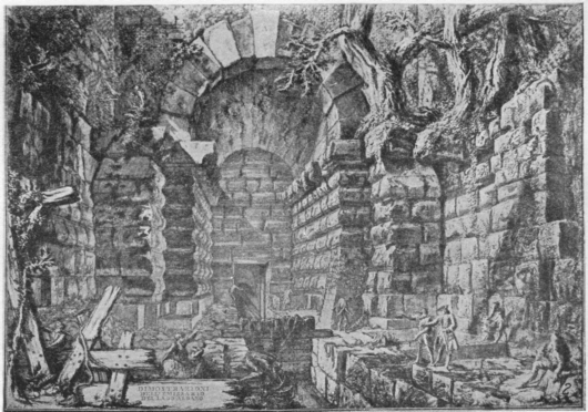 Эмиссарий Альбанского озера, архитектура внутренней камеры (I в. н. э.; по Пиранези)