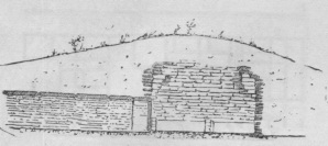 Гробница в Сан-Чарбоне ок. Популонии (VII век до н. э.), разрез по дромосу и по квадратной камере с пандативами