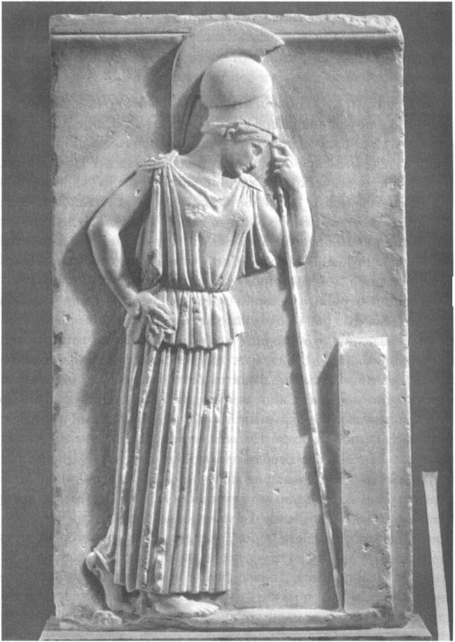 Так называемая «задумавшаяся Афина». Мраморный рельеф с афинского Акрополя, V в. до P. X.