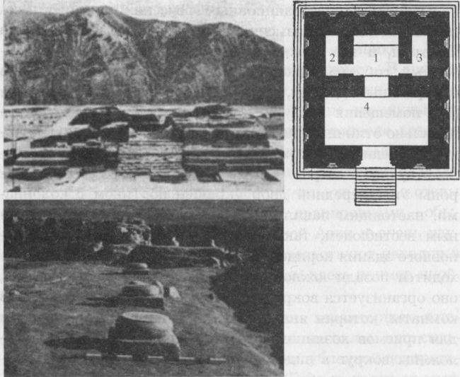 Вид и план храма с уступчатыми нишами в Ай Ханум
