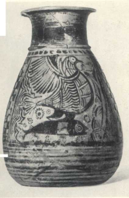Алабастр с изображением птицы и рыбы из некрополя близ Феста. Ок. 1300 г. до н. э.